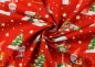 Preview: Weihnachtswichtel rot Weihnachtsstoff aus Baumwolle Webware mit Wichteln, Tannenbäumen und Geschenken